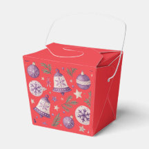 "Red Christmas Ornament and Bell Favor Box"