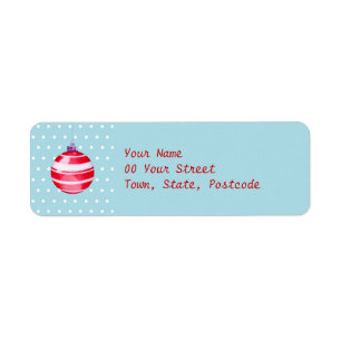 Red Christmas Ornament blue Return Address Label