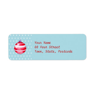 Red Christmas Ornament blue Return Address Label