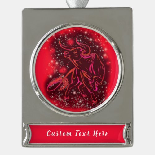 Red Christmas Ornament Bull Running _ Your Text