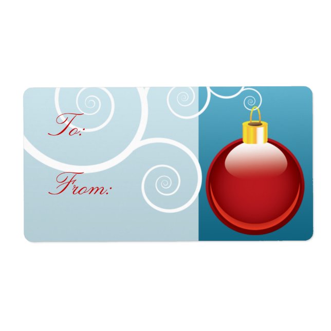 Red Christmas Ornament Gift Labels (Front)