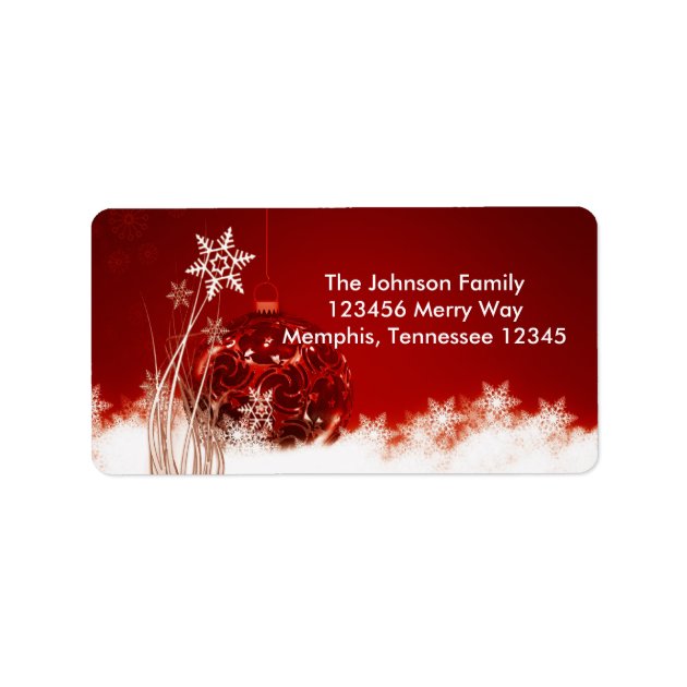Red Christmas Ornament Holiday Address Labels