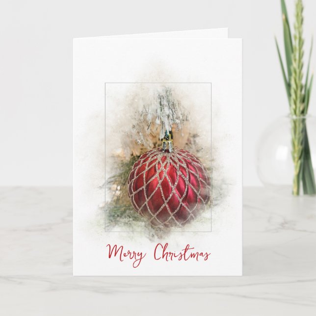 Red Christmas Ornament Holiday Card (Front)