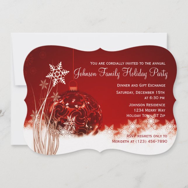 Red Christmas Ornament Holiday Party Invitations (Front)