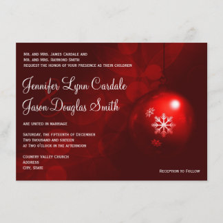 Red Christmas Ornament Holiday Wedding Invitations