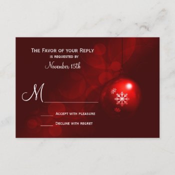 Red Christmas Ornament Holiday Wedding Rsvp Cards by CustomWeddingSets at Zazzle