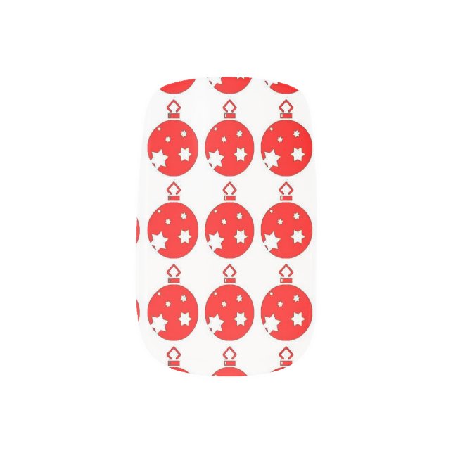 Red Christmas Ornament Minx Nail Wraps (Right Thumb)