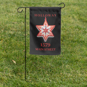 RED CHRISTMAS ORNAMENT Name and Address Garden Flag