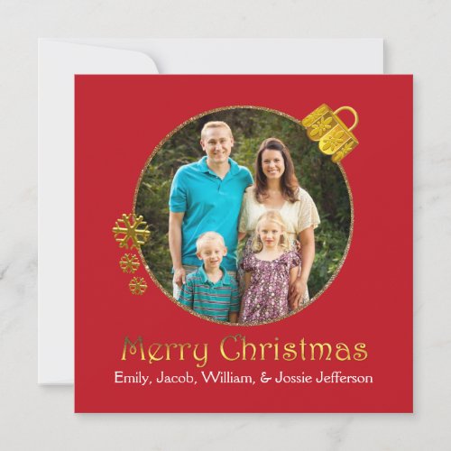 Red Christmas Ornament Photo Greeting Card