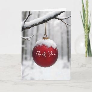 Red Christmas Ornament Thank You Card
