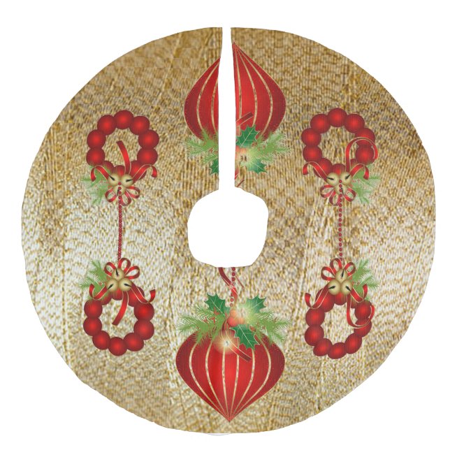 “Red Christmas Ornament” Tree Skirt (Front)