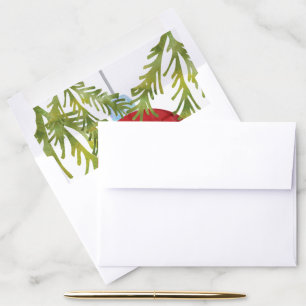 Red Christmas Ornament Wedding Envelope Liner