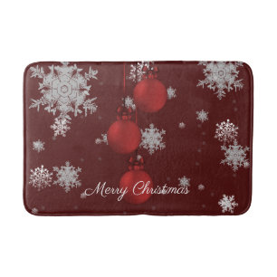 Red Christmas Ornaments Bath Mat