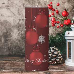 Red Christmas Ornaments Large Pillar Candle
