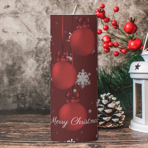 Red Christmas Ornaments Large Pillar Candle