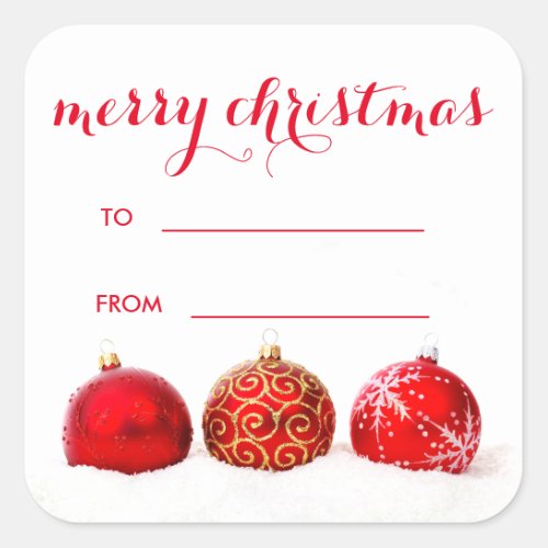 Red Christmas Ornaments Merry Christmas Gift Tag