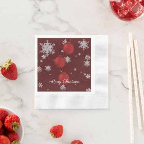 Red Christmas Ornaments Paper Napkin