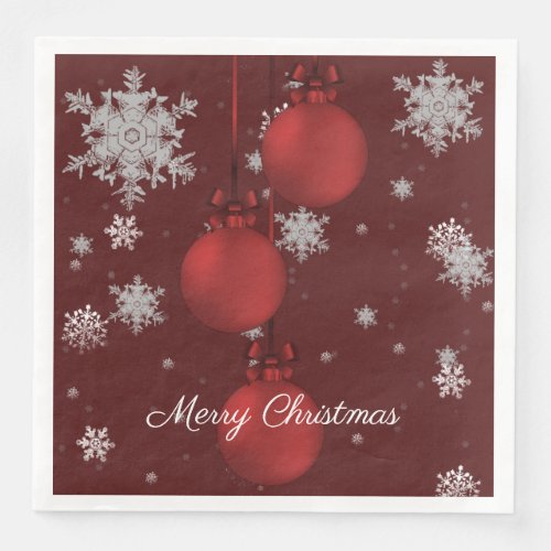 Red Christmas Ornaments Paper Napkin