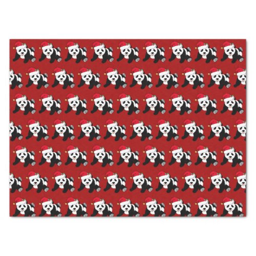 Red Christmas Panda Bear Cute Holiday Tissue Paper