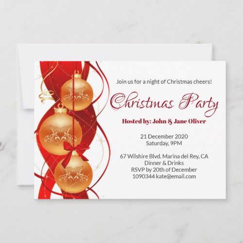 Red Christmas Party Holiday Cheers Classic Invitation