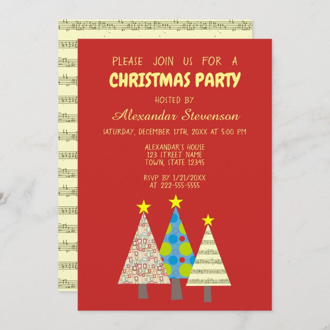 Red Christmas Party Invitation (Front/Back)