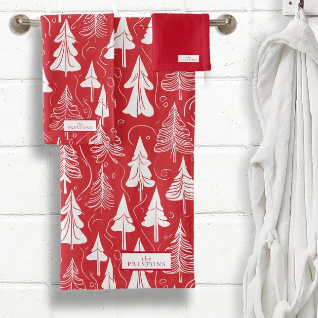 Red Christmas Pattern#6 ID1009 Bath Towel Set (Creator Uploaded)