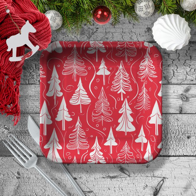 Red Christmas Pattern#6 ID1009 Paper Plates (Creator Uploaded)