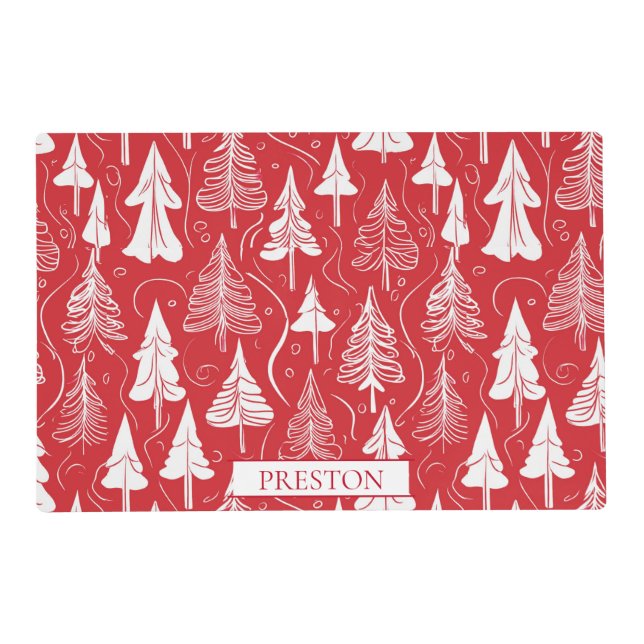 Red Christmas Pattern#6 ID1009 Placemat (Front)