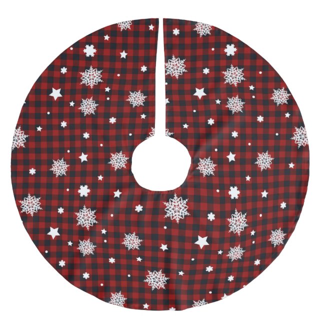 Red Christmas Pattern  Brushed Polyester Tree Skirt (Front)