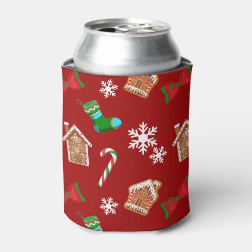 Red Christmas Pattern Can Cooler
