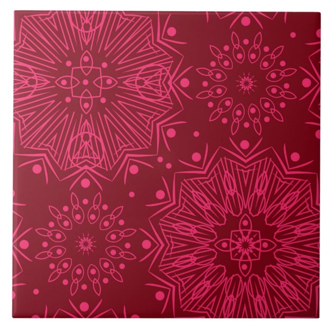 Red Christmas pattern Ceramic Tile (Front)
