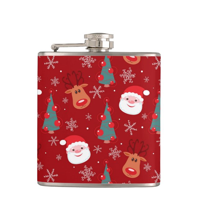 Red Christmas pattern Flask (Front)