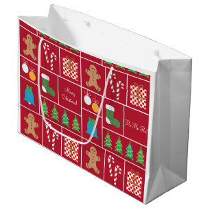 Red Christmas Pattern Large Gift Bag