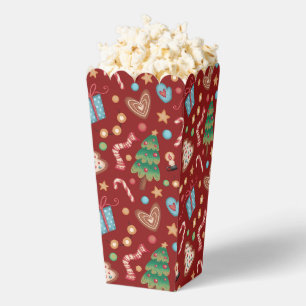 Red Christmas Pattern Popcorn Party Favor Gift Box