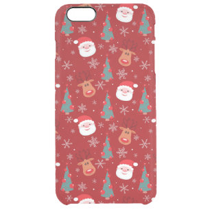 Red Christmas pattern Clear iPhone 6 Plus Case