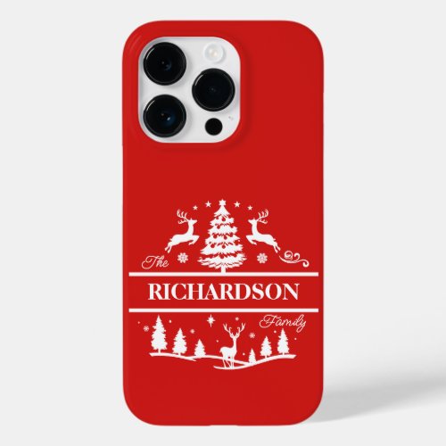 Red Christmas Personalized Family Name  Holiday Case_Mate iPhone 14 Pro Case