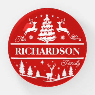 Red Christmas Personalized Family Name Holiday Paperweight