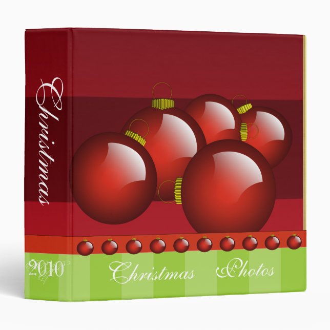 Red Christmas Photo Binder With Stripes (Front/Spine)