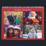 Red Christmas Photo Family Yearly Calendar<br><div class="desc">Family photo calendar is a unique calendar that features family photos or images that hold special meaning for a family. These calendars are typically created by families as a way to celebrate and remember important moments, milestones, and the people they love throughout the year. Photo calendars for families are highly...</div>