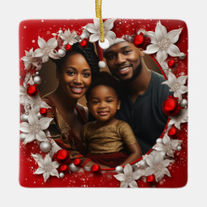 Red Christmas Photo frame Ceramic Ornament