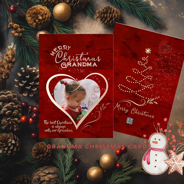 RED Christmas Photo Grandma Foil Holiday Card (RED Christmas Photo Grandma Foil Holiday Card)