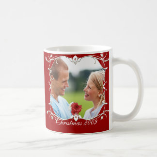 Red Christmas Photo Mug Wth Green Border