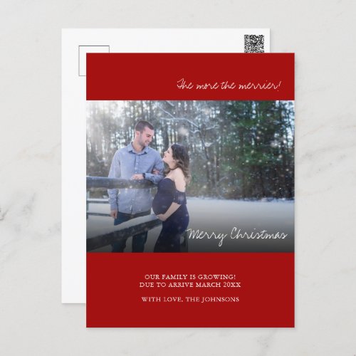 Red Christmas Photo Pregnancy Announcement Card