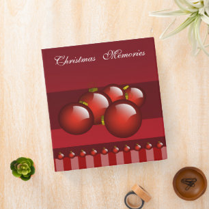 Red Christmas Photos Binder With Stripes