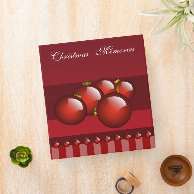 Red Christmas Photos Binder With Stripes (In Situ)