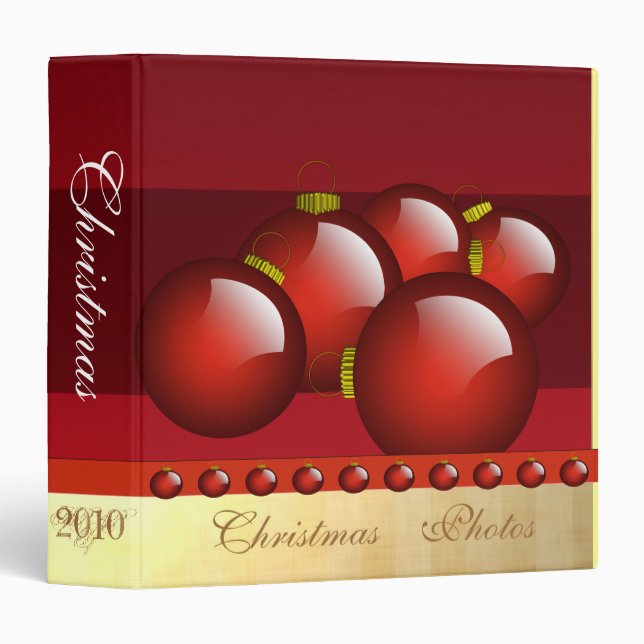 Red Christmas Photos Binder With Stripes (Front/Spine)