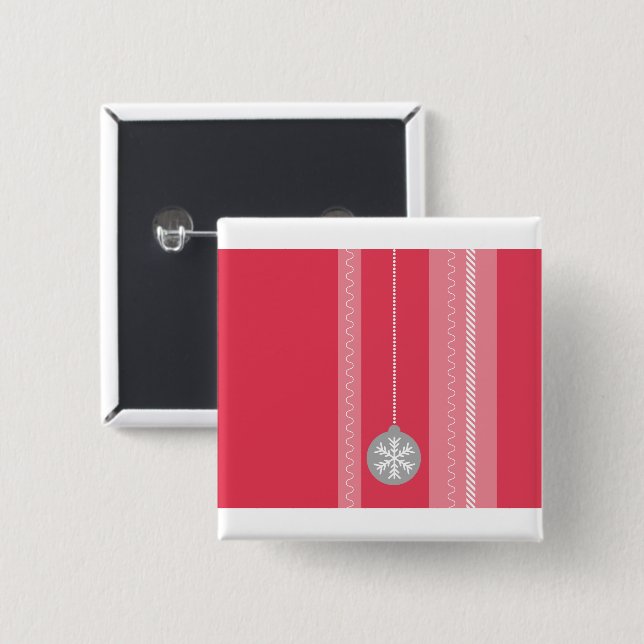 Red Christmas Pinback Button (Front & Back)