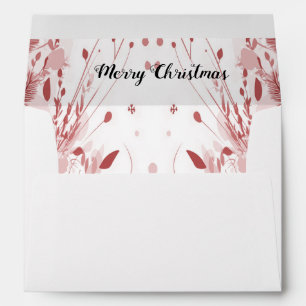 Red Christmas Pine Tree Snow Decoration Beautiful Envelope