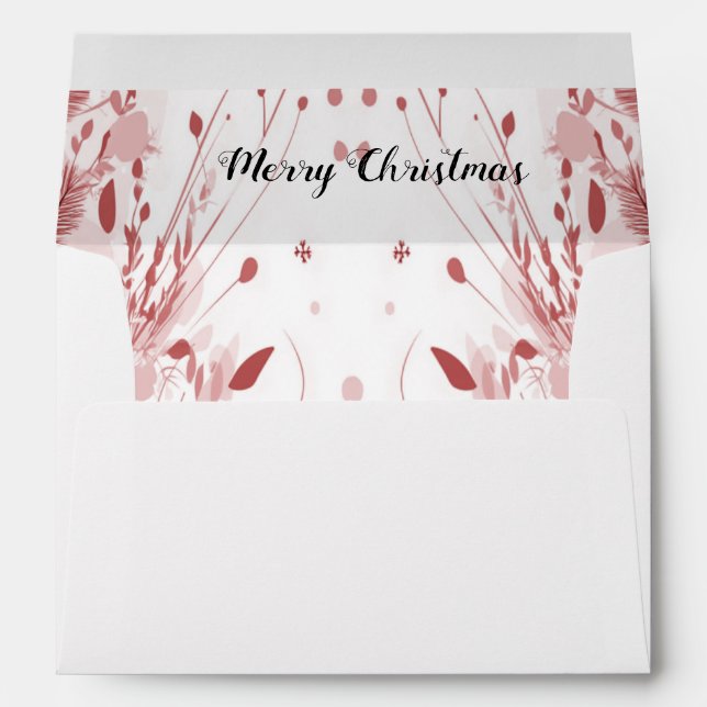 Red Christmas Pine Tree Snow Decoration Beautiful Envelope (Back (Bottom))