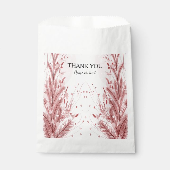 Red Christmas Pine Tree Snow Decoration Beautiful Favor Bag (Front)